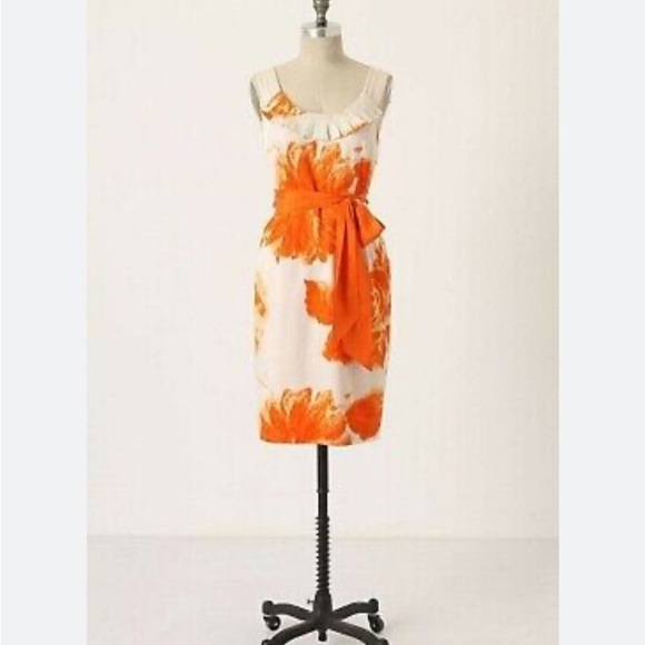 Anthropologie Moulinette Soeurs Orange Floral Blossom Dress - Picture 13 of 13